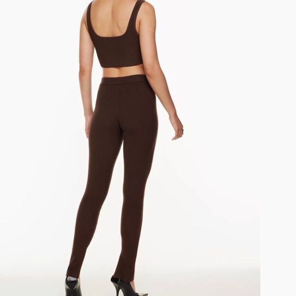 Aritzia Babaton Brown Rib Knit Legging with slits size Small - Picture 3 of 11